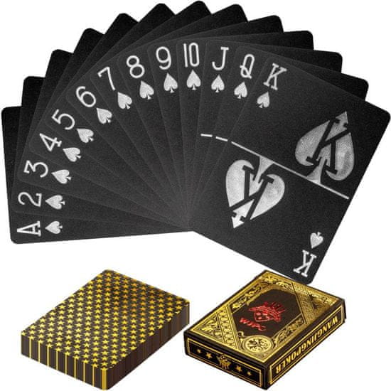 Greatstore Poker karty plastové - černé/zlaté