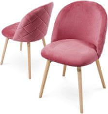 shumee Sada jídelních židlí sametové, růžové, 2 ks