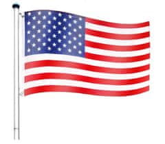 Greatstore Vlajkový stožár vč. vlajky USA - 650 cm