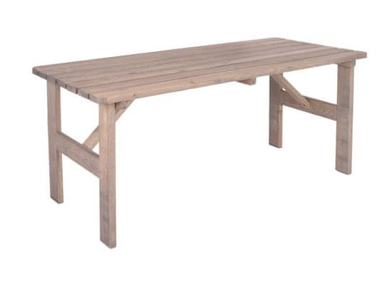 Greatstore Zahradní masivní dřevěný stůl VIKING šedý - 150 cm