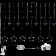 shumee Vánoční závěs - 12 hvězd, 150 LED, teple a studeně bílá