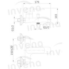 Invena SIROS BW-90-004-A Vanová baterie, černá - Invena