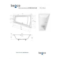 Besco Asymetrická vana INTIMA DUO SLIM Bez nožiček 180 × 125 cm Pravé