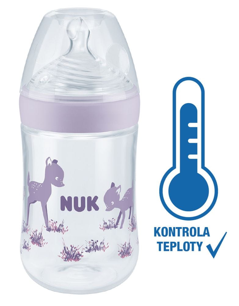 Nuk Nature Sense láhev s kontrolou teploty 260ml fialová