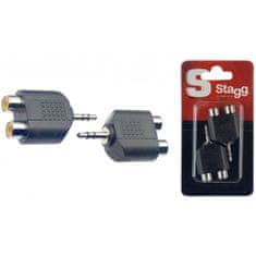 Stagg AC-2CFJMSH, redukce 2x RCA samice - 1x Jack 3,5 mm samec stereo