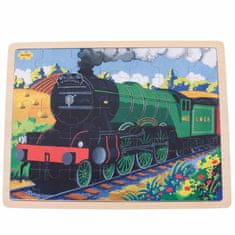 Bigjigs Toys Dřevěné puzzle historický vlak flying scotsman