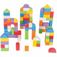 Bigjigs Toys Bigjigs baby dřevěné kostky barevný set 100 kusů