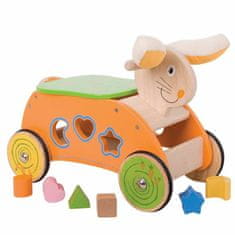 Bigjigs Toys Bigjigs baby dřevěný motorický vozík zajíc