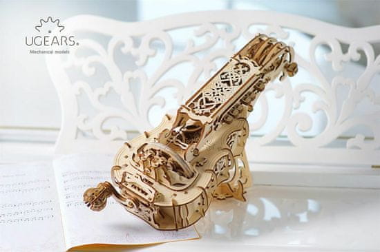 UGEARS 3d dřevěné mechanické puzzle hurdy-gurdy