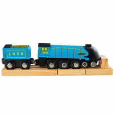 Bigjigs Rail Dřevěná replika lokomotivy mallard + 3 koleje