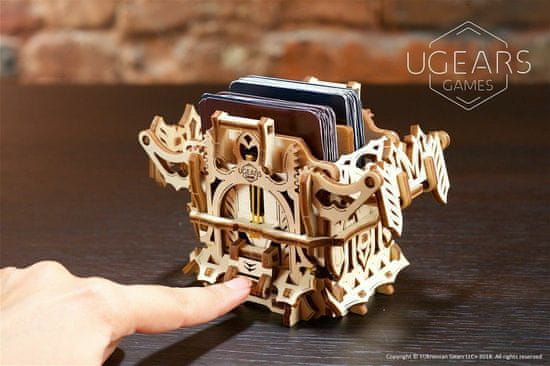 UGEARS 3d dřevěné mechanické puzzle úložný box na karty