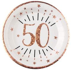 Santex Papírové talíře 50 narozeniny růžovo-zlaté 22cm 10ks