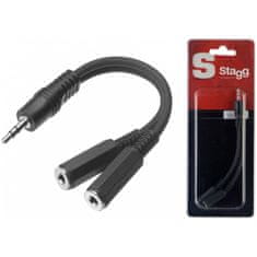 Stagg YC-0,1/1J2JFH, redukce 1x Jack 3,5 mm samec – 2x Jack 3,5 mm samice