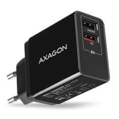 AXAGON QUICK a SMART nabíječka do sítě, 2x USB port QC3.0/AFC/FCP + 5V-1.2A, 24W ACU-QS24