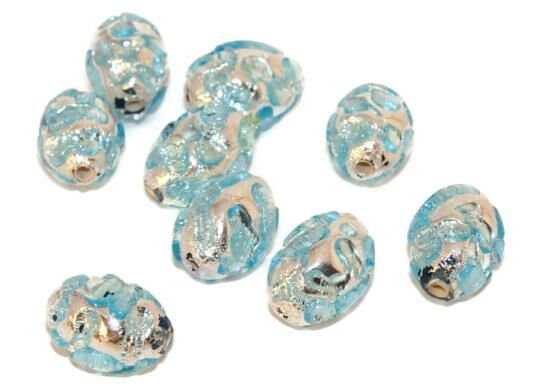 Kraftika 2pc 925 mincovní stříbro modré lampwork ručně originální