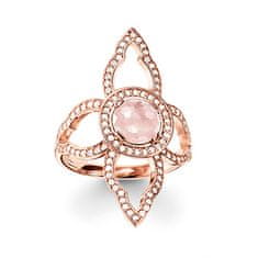 Thomas Sabo Prsten "Květina" , TR2067-417-9-52, Sterling Silver, 925 Sterling silver, 18k rose gold plating, rose quartz, zirconia white