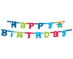 Girlanda narozeniny - HAPPY BIRTHDAY modrá - 180 cm