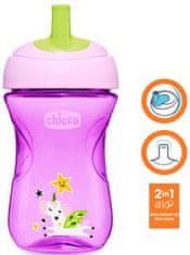 Chicco Hrneček Advanced s brčkovým náustkem 266 ml, fialový 12m +