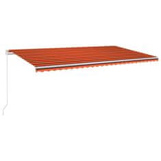 Greatstore Ručně zatahovací markýza s LED světlem 600x300 cm oranžovohnědá