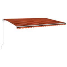 Greatstore Ručně zatahovací markýza s LED světlem 500x300 cm oranžovohnědá