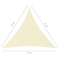 Greatstore Stínící plachta oxfordská látka trojúhelníková 3x3x3 m krémová