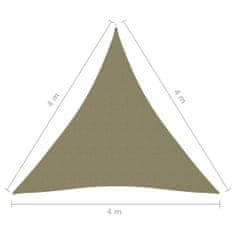 Greatstore Stínící plachta oxfordská látka trojúhelníková 4x4x4 m béžová