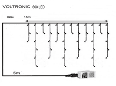 Greatstore VOLTRONIC světelný déšť - 600 LED, teplá a studená bílá