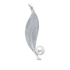 JwL Luxury Pearls Zářivá perlová brož Lísteček JL0701