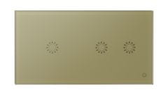 HEVOLTA Glasense skleněný 2-panel 1 + 2 tlačítkový, Champagnium Gold