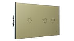 HEVOLTA Glasense skleněný 2-panel 1 + 2 tlačítkový, Champagnium Gold