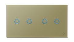 HEVOLTA Glasense skleněný 2-panel 1 + 1 tlačítkový, Champagnium Gold