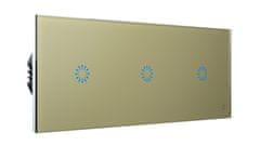 HEVOLTA Glasense skleněný 3-panel 1+1+1 tlačítkový, Champagnium Gold