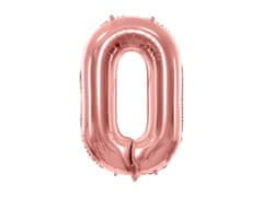 PartyDeco Fóliový balónek Číslo 0 růžově zlatý 86cm