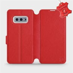 Mobiwear Luxusní flip pouzdro na mobil Samsung Galaxy S10e - Červené - kožené - L_RDS Red Leather