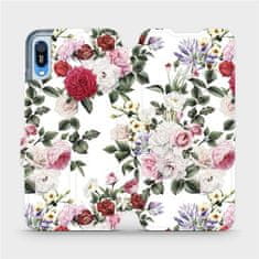Mobiwear Flipové pouzdro na mobil Huawei Y6 2019 - MD01S Růže na bílé