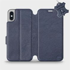 Mobiwear Luxusní flip pouzdro na mobil Apple iPhone X - Modré - kožené - L_NBS Blue Leather