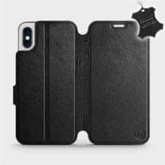 Mobiwear Luxusní flip pouzdro na mobil Apple iPhone X - Černé - kožené - L_BLS Black Leather