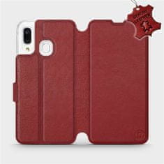 Mobiwear Luxusní flip pouzdro na mobil Samsung Galaxy A40 - Tmavě červené - kožené - L_DRS Dark Red Leather