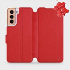 Mobiwear Luxusní flip pouzdro na mobil Samsung Galaxy S21 5G - Červené - kožené - L_RDS Red Leather