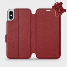 Mobiwear Luxusní flip pouzdro na mobil Apple iPhone XS - Tmavě červené - kožené - L_DRS Dark Red Leather
