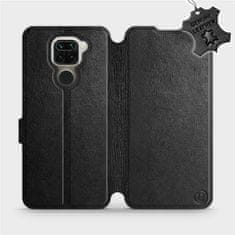 Mobiwear Luxusní flip pouzdro na mobil Xiaomi Redmi Note 9 - Černé - kožené - L_BLS Black Leather