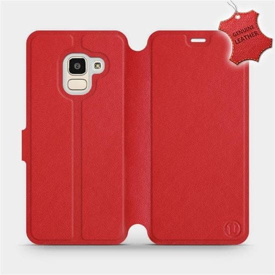 Mobiwear Luxusní flip pouzdro na mobil Samsung Galaxy J6 2018 - Červené - kožené - L_RDS Red Leather