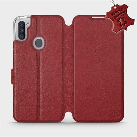 Mobiwear Flipové pouzdro na mobil Samsung Galaxy M11 - Tmavě červené - kožené - L_DRS Dark Red Leather