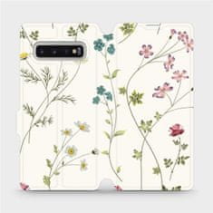 Mobiwear Flipové pouzdro na mobil Samsung Galaxy S10 Plus - MD03S Tenké rostlinky s květy