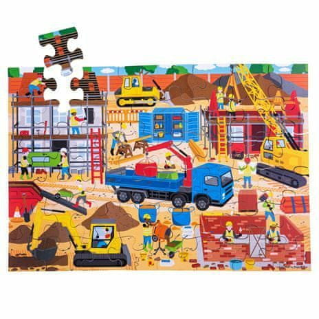 Bigjigs Toys Podlahové puzzle staveniště 48dílků