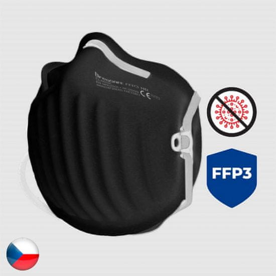 BreaSAFE® 3x Český NanoRespirátor BreaSAFE FFP3 - Znovupoužitelný Černý