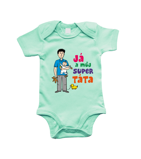 Hobbytriko Dětské body - Já a můj super táta Barva: Mátová, Velikost: 0-3 m