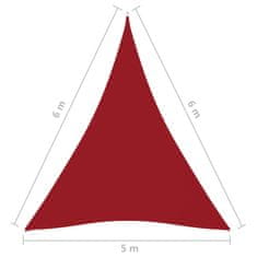 Greatstore Stínící plachta oxfordská látka trojúhelníková 5x6x6 m červená