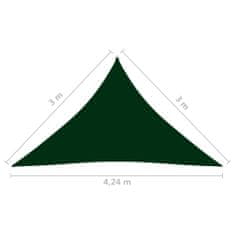 Greatstore Stínící plachta oxford trojúhelníková 3x3x4,24 m tmavě zelená