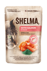 SHELMA bezobilné dušené filetky s lososem a spirulinou v omáčce 28x85 g